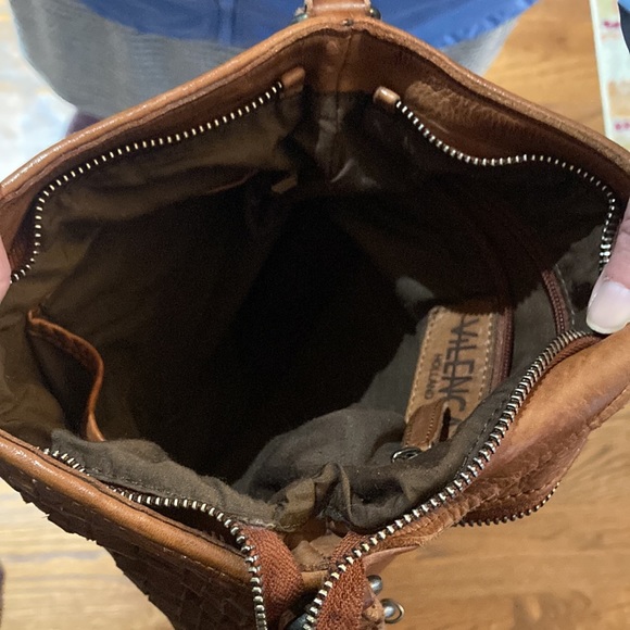 Anthropologie Vilenca Holland weaved Leather Crossbody Tote Cognac - Picture 9 of 11